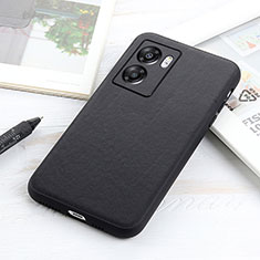 Soft Luxury Leather Snap On Case Cover B01H for Oppo A77 5G Black