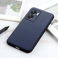 Soft Luxury Leather Snap On Case Cover B01H for Oppo A77 5G Blue