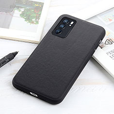 Soft Luxury Leather Snap On Case Cover B01H for Oppo Reno6 5G Black