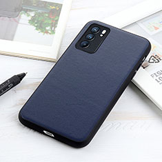 Soft Luxury Leather Snap On Case Cover B01H for Oppo Reno6 5G Blue
