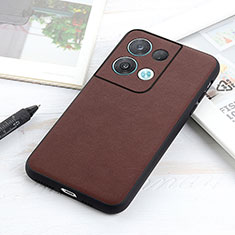 Soft Luxury Leather Snap On Case Cover B01H for Oppo Reno8 5G Brown