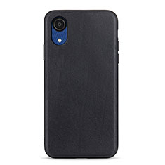 Soft Luxury Leather Snap On Case Cover B01H for Samsung Galaxy A03 Core Black