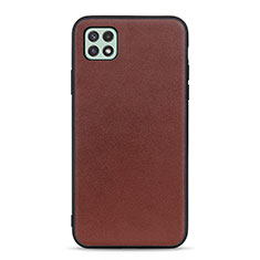 Soft Luxury Leather Snap On Case Cover B01H for Samsung Galaxy A22 5G Brown