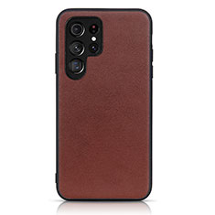 Soft Luxury Leather Snap On Case Cover B01H for Samsung Galaxy S21 Ultra 5G Brown