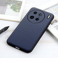 Soft Luxury Leather Snap On Case Cover B01H for Vivo X90 Pro 5G Blue