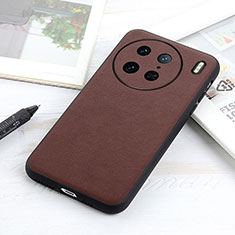 Soft Luxury Leather Snap On Case Cover B01H for Vivo X90 Pro 5G Brown