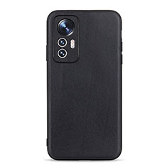 Soft Luxury Leather Snap On Case Cover B01H for Xiaomi Mi 12X 5G Black