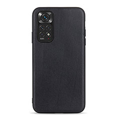 Soft Luxury Leather Snap On Case Cover B01H for Xiaomi Redmi Note 11 4G (2022) Black