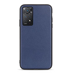 Soft Luxury Leather Snap On Case Cover B01H for Xiaomi Redmi Note 11 Pro 4G Blue