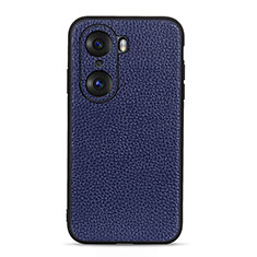 Soft Luxury Leather Snap On Case Cover B02H for Huawei Honor 60 5G Blue