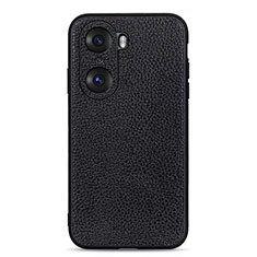 Soft Luxury Leather Snap On Case Cover B02H for Huawei Honor 60 Pro 5G Black