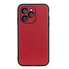 Soft Luxury Leather Snap On Case Cover B02H for Huawei Honor 60 SE 5G Red