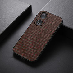 Soft Luxury Leather Snap On Case Cover B02H for Huawei Honor 90 5G Brown