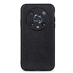 Soft Luxury Leather Snap On Case Cover B02H for Huawei Honor Magic4 Pro 5G Black