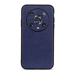 Soft Luxury Leather Snap On Case Cover B02H for Huawei Honor Magic4 Pro 5G Blue