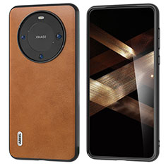 Soft Luxury Leather Snap On Case Cover B02H for Huawei Mate 60 Pro Brown