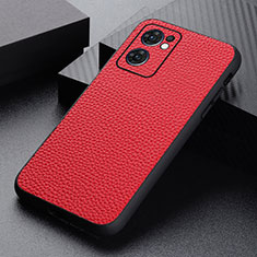 Soft Luxury Leather Snap On Case Cover B02H for OnePlus Nord CE 2 5G Red