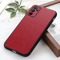 Soft Luxury Leather Snap On Case Cover B02H for Oppo A16 Red