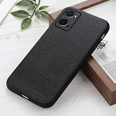 Soft Luxury Leather Snap On Case Cover B02H for Oppo A36 Black