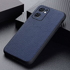 Soft Luxury Leather Snap On Case Cover B02H for Oppo Find X5 Lite 5G Blue