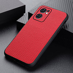 Soft Luxury Leather Snap On Case Cover B02H for Oppo Find X5 Lite 5G Red