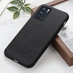 Soft Luxury Leather Snap On Case Cover B02H for Oppo Reno6 5G Black