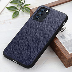 Soft Luxury Leather Snap On Case Cover B02H for Oppo Reno6 5G Blue