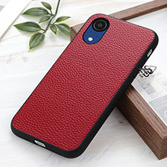 Soft Luxury Leather Snap On Case Cover B02H for Samsung Galaxy A03 Core Red