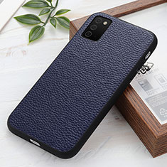 Soft Luxury Leather Snap On Case Cover B02H for Samsung Galaxy A03s Blue