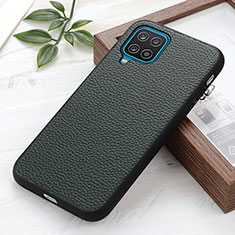 Soft Luxury Leather Snap On Case Cover B02H for Samsung Galaxy A12 Green