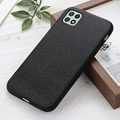 Soft Luxury Leather Snap On Case Cover B02H for Samsung Galaxy A22 5G Black