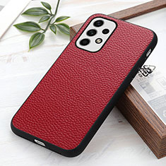 Soft Luxury Leather Snap On Case Cover B02H for Samsung Galaxy A23 4G Red