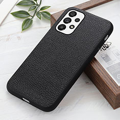 Soft Luxury Leather Snap On Case Cover B02H for Samsung Galaxy A73 5G Black