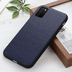 Soft Luxury Leather Snap On Case Cover B02H for Samsung Galaxy F02S SM-E025F Blue