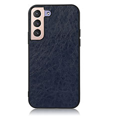 Soft Luxury Leather Snap On Case Cover B02H for Samsung Galaxy S21 Plus 5G Blue