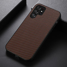 Soft Luxury Leather Snap On Case Cover B02H for Samsung Galaxy S24 Ultra 5G Brown