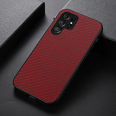 Soft Luxury Leather Snap On Case Cover B02H for Samsung Galaxy S24 Ultra 5G Red