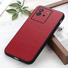 Soft Luxury Leather Snap On Case Cover B02H for Vivo iQOO Neo6 5G Red
