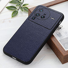 Soft Luxury Leather Snap On Case Cover B02H for Vivo X80 Pro 5G Blue