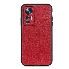 Soft Luxury Leather Snap On Case Cover B02H for Xiaomi Mi 12 5G Red