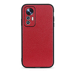 Soft Luxury Leather Snap On Case Cover B02H for Xiaomi Mi 12S 5G Red