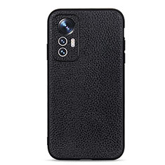 Soft Luxury Leather Snap On Case Cover B02H for Xiaomi Mi 12X 5G Black