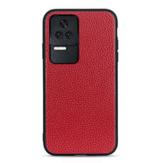 Soft Luxury Leather Snap On Case Cover B02H for Xiaomi Redmi K50 5G Red