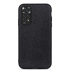 Soft Luxury Leather Snap On Case Cover B02H for Xiaomi Redmi Note 11 4G (2022) Black