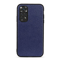 Soft Luxury Leather Snap On Case Cover B02H for Xiaomi Redmi Note 11 4G (2022) Blue