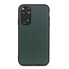 Soft Luxury Leather Snap On Case Cover B02H for Xiaomi Redmi Note 11 4G (2022) Green