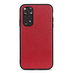 Soft Luxury Leather Snap On Case Cover B02H for Xiaomi Redmi Note 11 4G (2022) Red