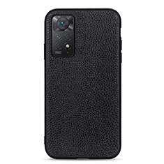 Soft Luxury Leather Snap On Case Cover B02H for Xiaomi Redmi Note 11 Pro 4G Black