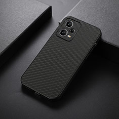 Soft Luxury Leather Snap On Case Cover B02H for Xiaomi Redmi Note 12 Pro 5G Black