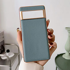 Soft Luxury Leather Snap On Case Cover B03H for Google Pixel 7 5G Mint Blue